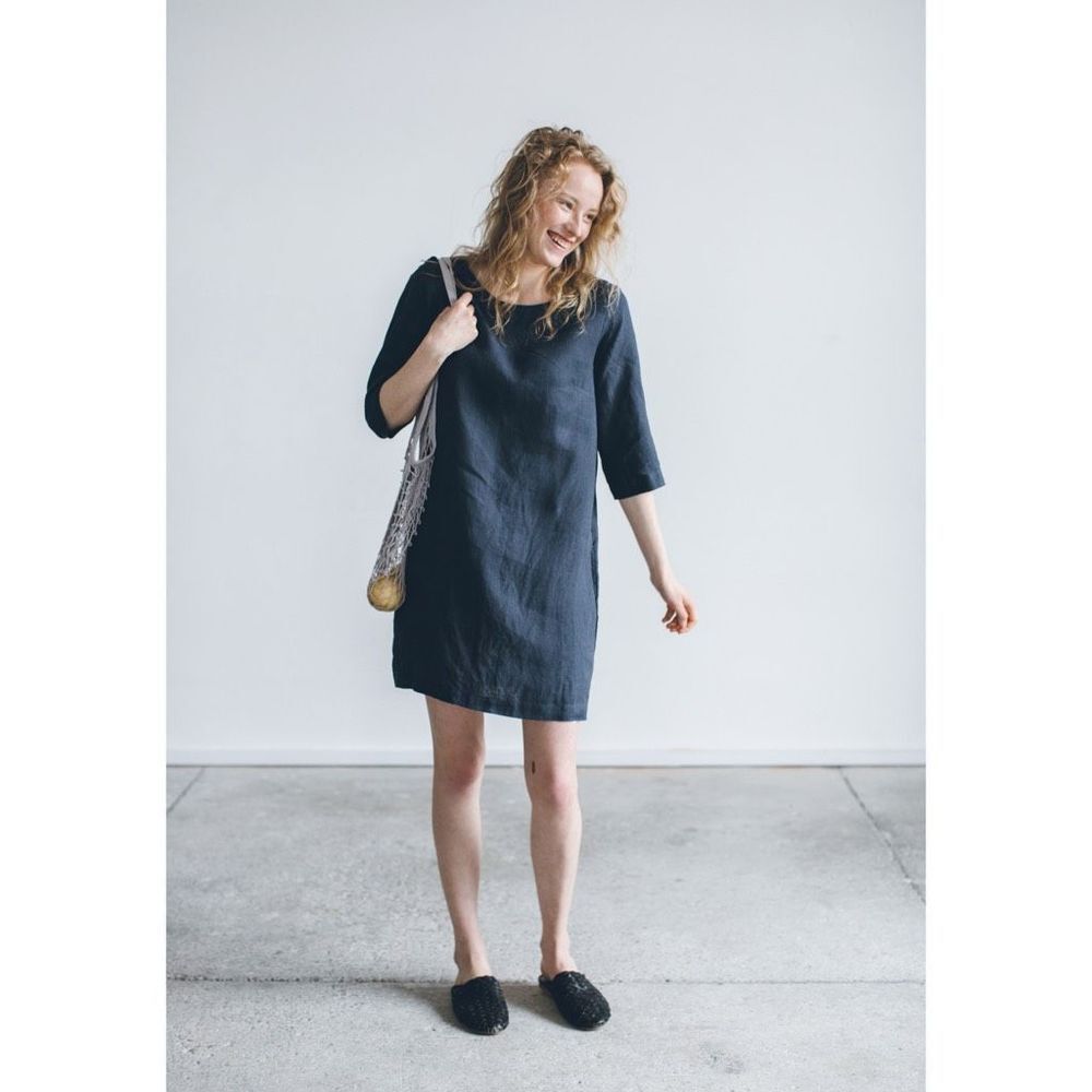 Linenfox Janid Linen Dress Graphite Gray Size XS